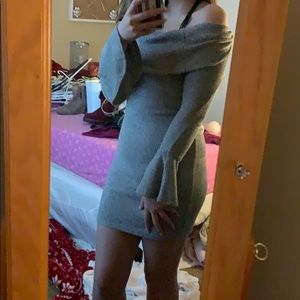 Gray mini sweater dress